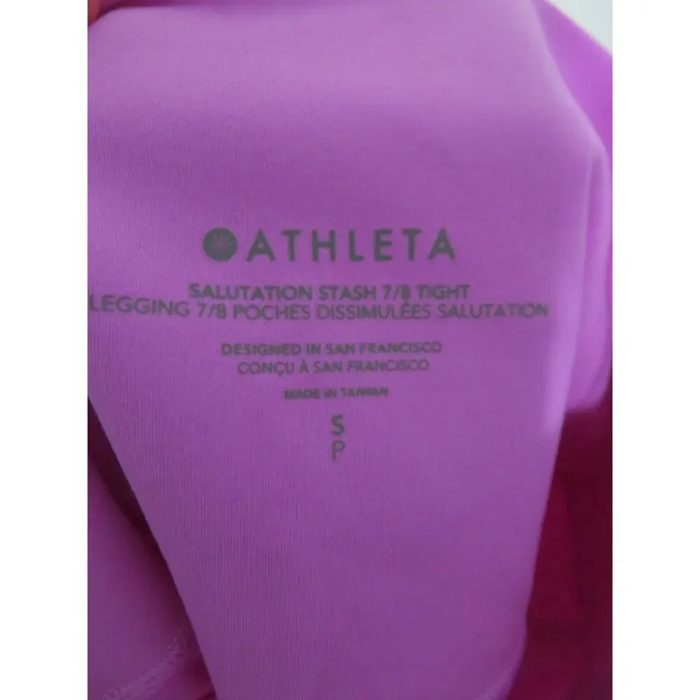 Athleta Women Sz S Purple Pink Salutation Stash High Rise Leggings Athleisure